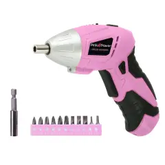 Pink Power Cordless Screwdriver Set - 3.6V Electric Screwdriver Rechargeable Screw Gun Kit - Automatic Mini Pink Drill Set for Women - Portable Small Drill Battery Powered Screwdriver LED Light