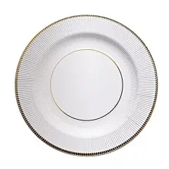 WHITE GOLD 25 Round 13" PAPER CHARGER PLATES Metallic Rim Party Events Tableware