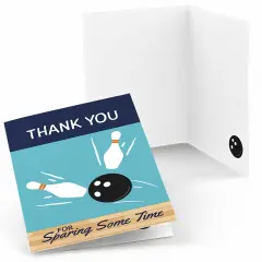 Big Dot of Happiness Strike Up the Fun - Bowling - Birthday Party or Baby Shower Thank You Cards (8 Count)