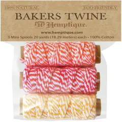 Hemptique Cotton Baker's Twine Mini Spools 2-Ply 3/Pkg-Sunset Island
