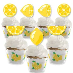 Big Dot of Happiness So Fresh - Lemon - Cupcake Decoration - Citrus Lemonade Party Cupcake Wrappers and Treat Picks Kit - Set of 24