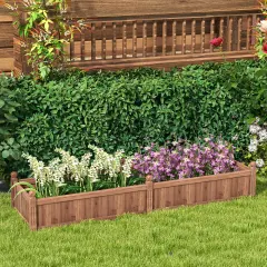 91 X 24 X 16 Inch Divisible Planter Box With Corner Drainage-Brown