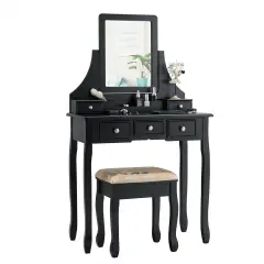 5 Drawers Removable Box Makeup Dressing Vanity Set Black