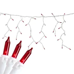 Northlight Mini Incandescent Icicle Christmas Lights - Red - 3.5' White Wire - 100ct