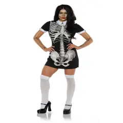 Women's Preppy Boneyard Skeleton School Girl Dress Costume