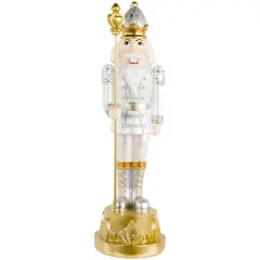 Northlight 13.5" Silver Metallic Christmas Nutcracker with Staff