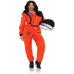 Women's Orange Astronaut Female Cut Jumpsuit Costume