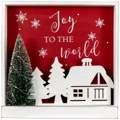 Northlight 11.75" Lighted Joy To The World Wooden Christmas Wall Decoration Red