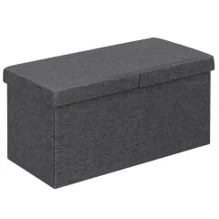 30 Inch Folding Storage Ottoman with Lift Top Dark Grey