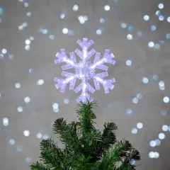 Northlight 14.75" LED Lighted Clip-On Snowflake Christmas Tree Topper, White Lights