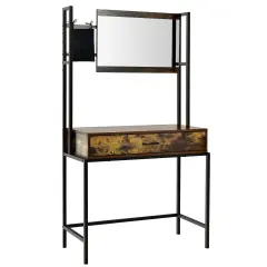Industrial Vanity Table with 3-Height Adjustable Mirror Bag and Metal Frame