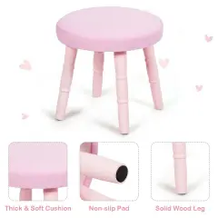 Kids Vanity Makeup Table and Chair Set Make Up Stool Pink