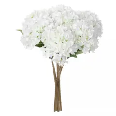 5 Pcs Artificial Silk Hydrangea Flowers 18'' White Bouquet
