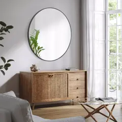 36" Metal Frame Round Wall Mirror for Bathroom Vanity Wall Decor Circle Mirror