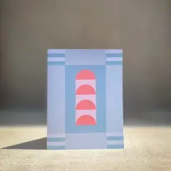 Blue & Coral Geo Card, Modern Blank
