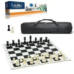 Complete Tournament Chess Set &ndash; Plastic Chess Pieces with Roll-up Chess Board and Travel Canvas Bag