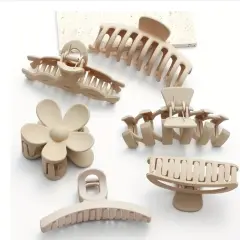 khaki set 6Pcs Women Fashion Claw Clips Set