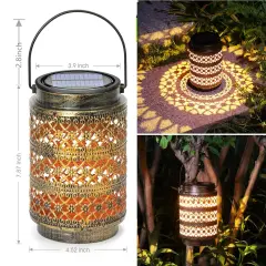 2Pcs Solar Lantern Outdoor LED Hanging Lantern Light Garden Decoration for Patio