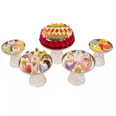 Golden Cupcake Dessert Display Holder Cake Stand for Wedding 5-Piece Set