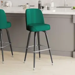 Emma and Oliver Metal Barstool with Swivel Bucket Seat Green