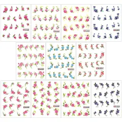 Wrapables Floral Water Slide Nail Art Decals Water Transfer Nail Decals (11 designs/220 Nail Decals)
