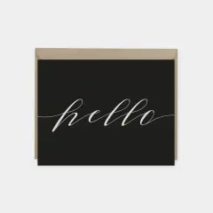 Calligraphy Script Hello Card, Black,