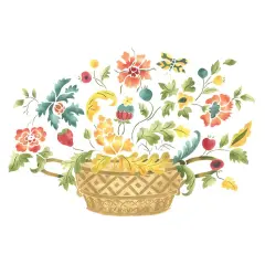 Large French Flower Basket Wall Stencil | 1872 by Designer Stencils | Floral Stencils | Reusable Art Craft Stencils for Painting on Walls, Canvas, Wood | Reusable Plastic Paint Stencil for Home Makeover | Easy to Use & Clean Art Stencil