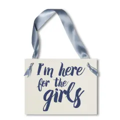 Ritzy Rose Cute Ring Bearer Sign - Black on 11x8in Ivory Linen Cardstock with Dusty Blue Ribbon