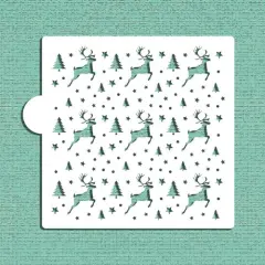 Prancing Reindeer Cookie & Craft Stencil | CM076 by Designer Stencils | Cookie Decorating Tools | Baking Stencils for Royal Icing, Airbrush, Dusting Powder | Craft Stencils for Canvas, Paper, Wood | Reusable Food Grade Stencil