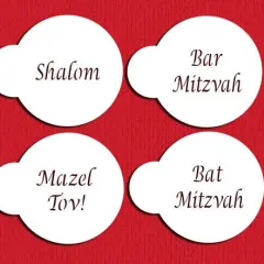 Jewish Greetings Cookie Stencil | C214 by Designer Stencils | Cookie Decorating Tools | Baking Stencils for Royal Icing, Airbrush, Dusting Powder | Reusable Plastic Food Grade Stencil for Cookies | Easy to Use & Clean Cookie Stencil