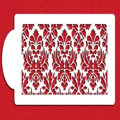 Damask Cake Stencil Side | C331 by Designer Stencils | Cake Decorating Tools | Baking Stencils for Royal Icing, Airbrush, Dusting Powder | Reusable Plastic Food Grade Stencil for Cakes | Easy to Use & Clean Cake Stencil
