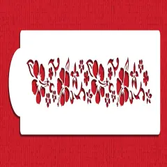 Hibiscus Cake Stencil Side | C130T by Designer Stencils | Cake Decorating Tools | Baking Stencils for Royal Icing, Airbrush, Dusting Powder | Reusable Plastic Food Grade Stencil for Cakes | Easy to Use & Clean Cake Stencil