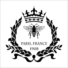 Parisian Bee and Crown Wreath Embossing 12 x 12 Stencil | FS023 by Designer Stencils | Word & Phrase Stencils | Reusable Stencils for Painting on Wood, Wall, Tile, Canvas, Paper, Fabric, Furniture, Floor | Stencil for Home Makeover