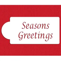 Season's Greetings Cake Stencil | C042 by Designer Stencils | Cake Decorating Tools | Baking Stencils for Royal Icing, Airbrush, Dusting Powder | Reusable Plastic Food Grade Stencil for Cakes | Easy to Use & Clean Cake Stencil