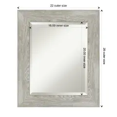 Beveled Bathroom Wall Mirror, Dove Greywash Frame
