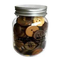 Buttons Galore Mason Jar Colorful Craft & Sewing Buttons Brown