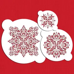 French Medallion Cake Stencil Set | C060 by Designer Stencils | Cake Decorating Tools | Baking Stencils for Royal Icing, Airbrush, Dusting Powder | Reusable Plastic Food Grade Stencil for Cakes | Easy to Use & Clean Cake Stencil