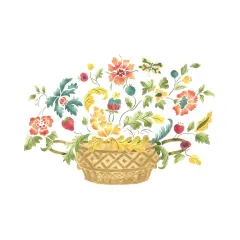 Small French Flower Basket Wall Stencil | 1950 by Designer Stencils | Floral Stencils | Reusable Art Craft Stencils for Painting on Walls, Canvas, Wood | Reusable Plastic Paint Stencil for Home Makeover | Easy to Use & Clean Art Stencil