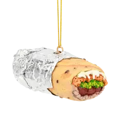 Burrito Wrapped in Tin Foil Food Christmas Ornament