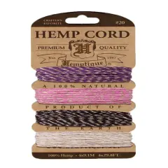 Hemptique 1mm #20 Variegated Metallic & Glitter Hemp Cord Card Set Eco Friendly Sustainable Naturally Grown Jewelry Bracelet Making Paper Crafting Scrapbooking Bookbinding Mixed Media Crocheting Macrame Seasonal Holiday Gift Wrapping Outdoor Garden Metallic cupcake