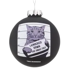 Cat Mugshot Glass Christmas Ornament