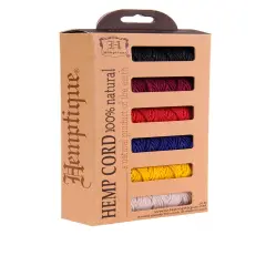 Hemptique 1mm #20 Hemp Cord 6-Pack Mini Spools Jewelry Bracelet Making Paper Crafting Scrapbooking Bookbinding Mixed Media Crocheting Macrame Seasonal Holiday Gift Wrapping Viva