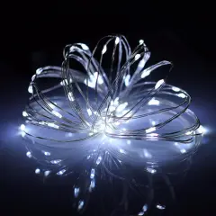 Perfect Holiday 100 LED Silver Copper Fairy Light Plug in White