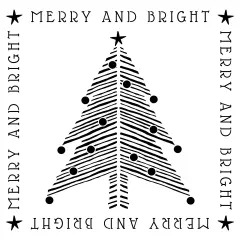 Merry and Bright Handpainted Chevron Christmas Tree Embossing 12 x 12 Stencil | FS110 by Designer Stencils | Word & Phrase Stencils |