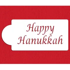 Happy Hanukkah Cake Stencil | C074 by Designer Stencils | Cake Decorating Tools | Baking Stencils for Royal Icing, Airbrush, Dusting Powder | Reusable Plastic Food Grade Stencil for Cakes | Easy to Use & Clean Cake Stencil