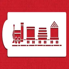 Train with Track Cake Stencil | C061 by Designer Stencils | Cake Decorating Tools | Baking Stencils for Royal Icing, Airbrush, Dusting Powder | Reusable Plastic Food Grade Stencil for Cakes | Easy to Use & Clean Cake Stencil