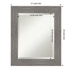 Beveled Bathroom Wall Mirror, Pinstripe Plank Grey Frame