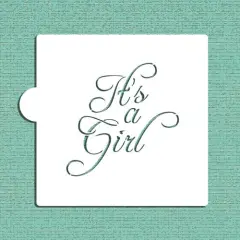 It's A Girl Cookie & Craft Stencil | CM066 by Designer Stencils | Cookie Decorating Tools | Baking Stencils for Royal Icing, Airbrush, Dusting Powder | Craft Stencils for Canvas, Paper, Wood | Reusable Food Grade Stencil