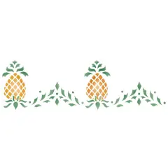 Colonial Pineapple Wall Stencil Border | 078 by Designer Stencils | Pattern Stencils | Reusable Stencils for Painting | Safe & Reusable Template for Wall Decor | Try This Stencil Instead of a Wallpaper | Easy to Use & Clean Art Stencil Pattern