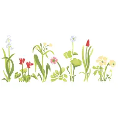 Row of Flowers Wall Stencil | 2177 by Designer Stencils | Floral Stencils | Reusable Art Craft Stencils for Painting on Walls, Canvas, Wood | Reusable Plastic Paint Stencil for Home Makeover | Easy to Use & Clean Art Stencil